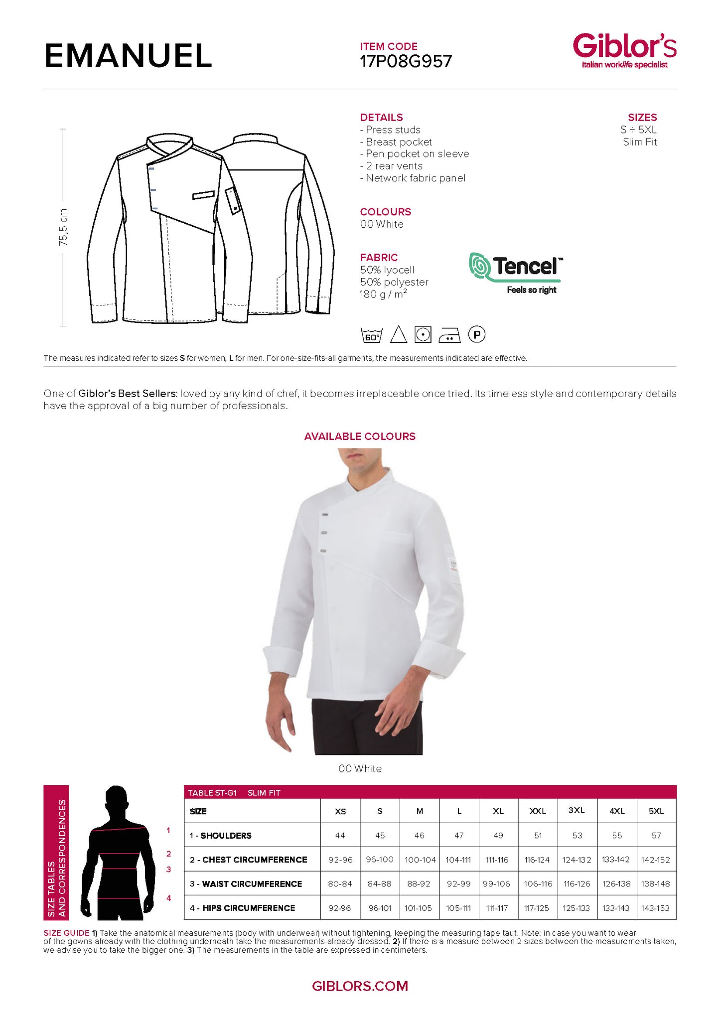 EMANUEL Premium Executive Chef Coat