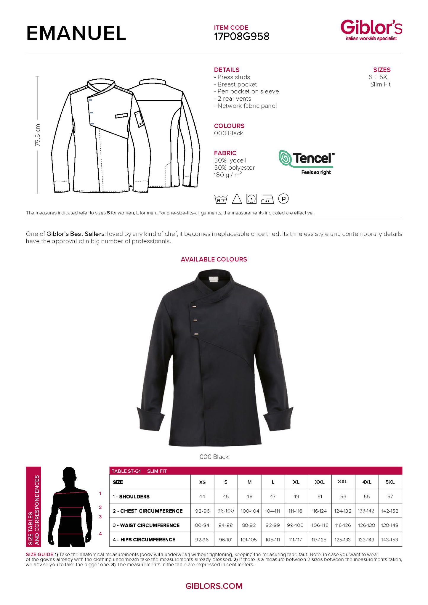 EMANUEL Premium Executive Chef Coat