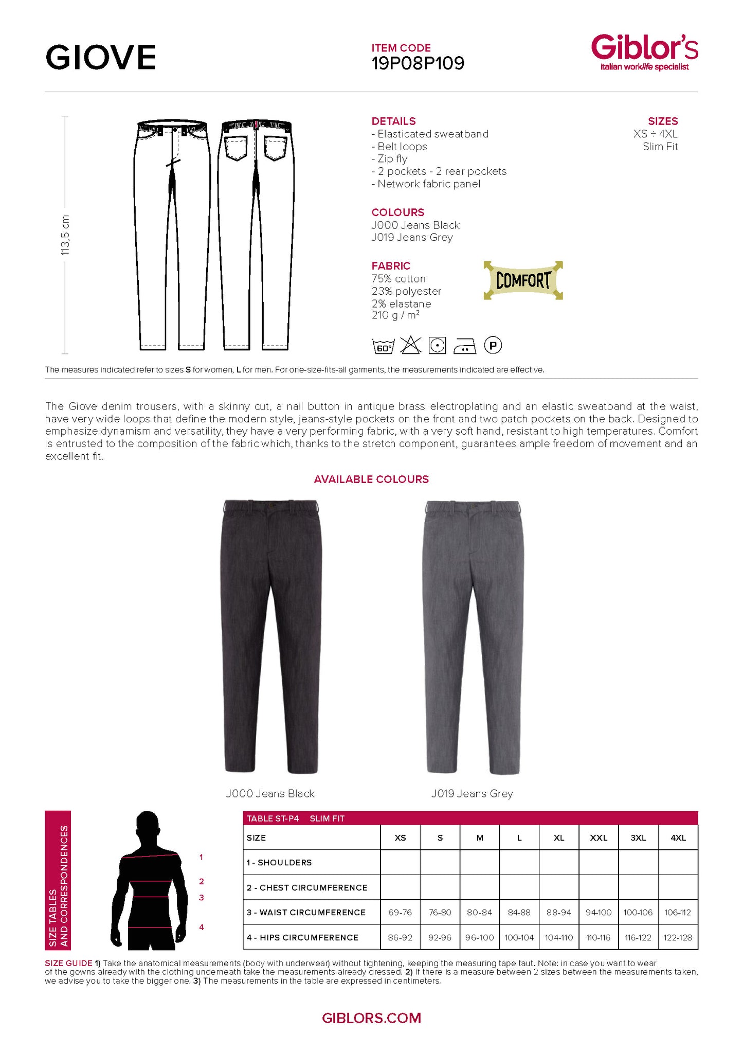 GIOVE Premium Denim Chef Pants - Unisex