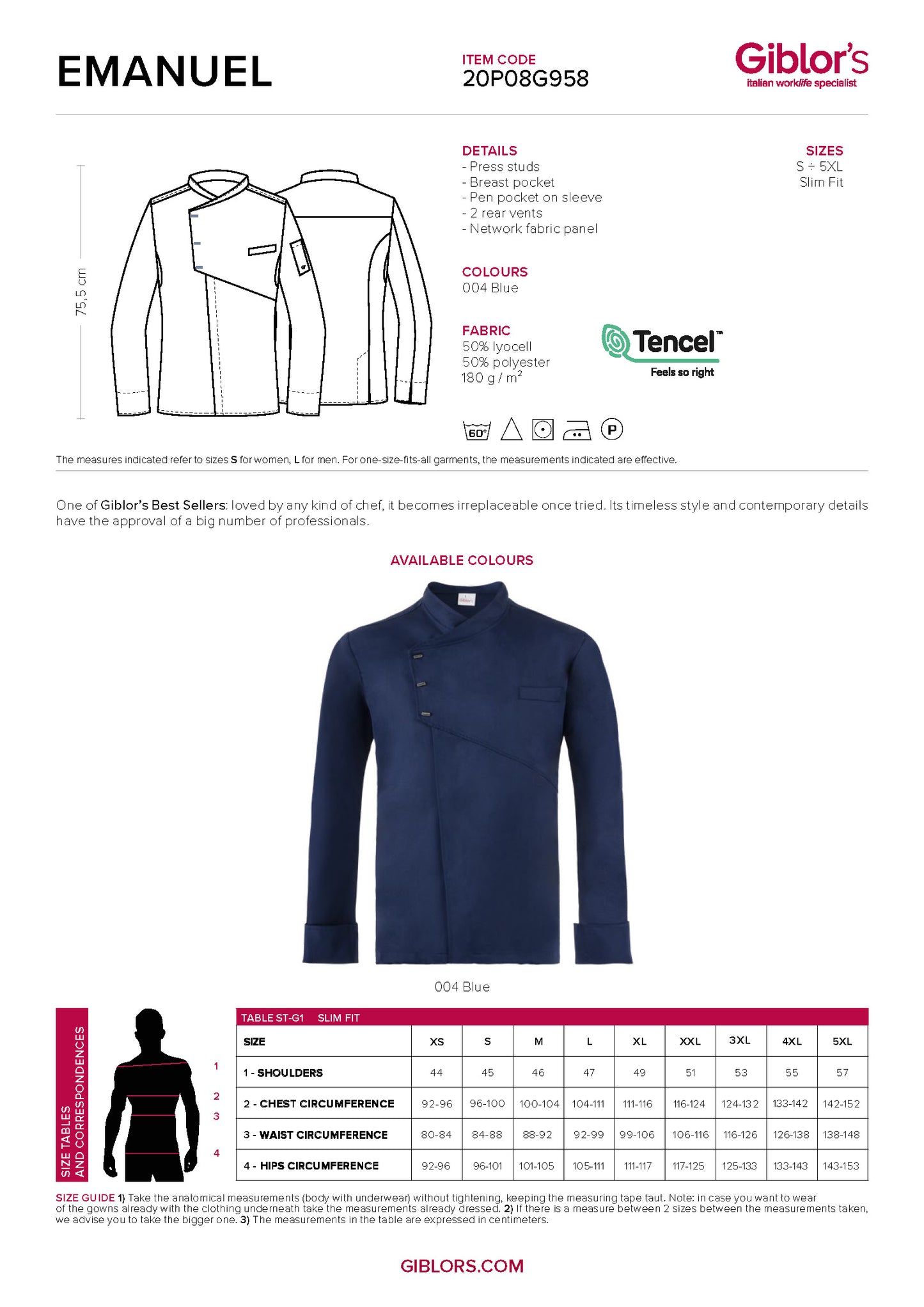 EMANUEL Premium Executive Chef Coat