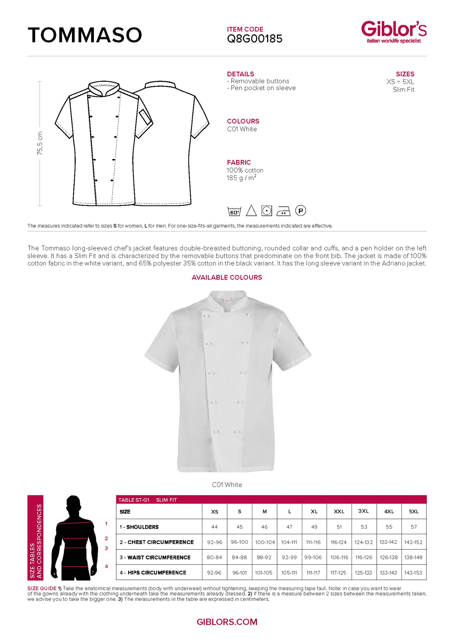TOMASSO Classic PROMO Chef Coat