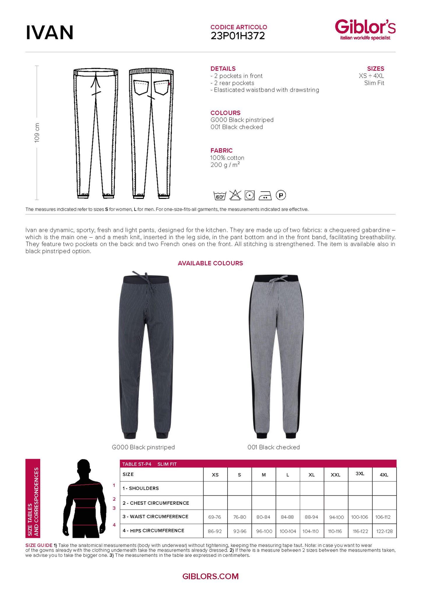 IVAN Contemporary Chef Jogger Pants - Unisex