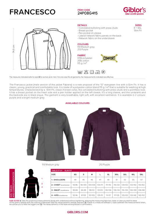 FRANCESCO Contemporary Chef Coat - TEAM BUILDER