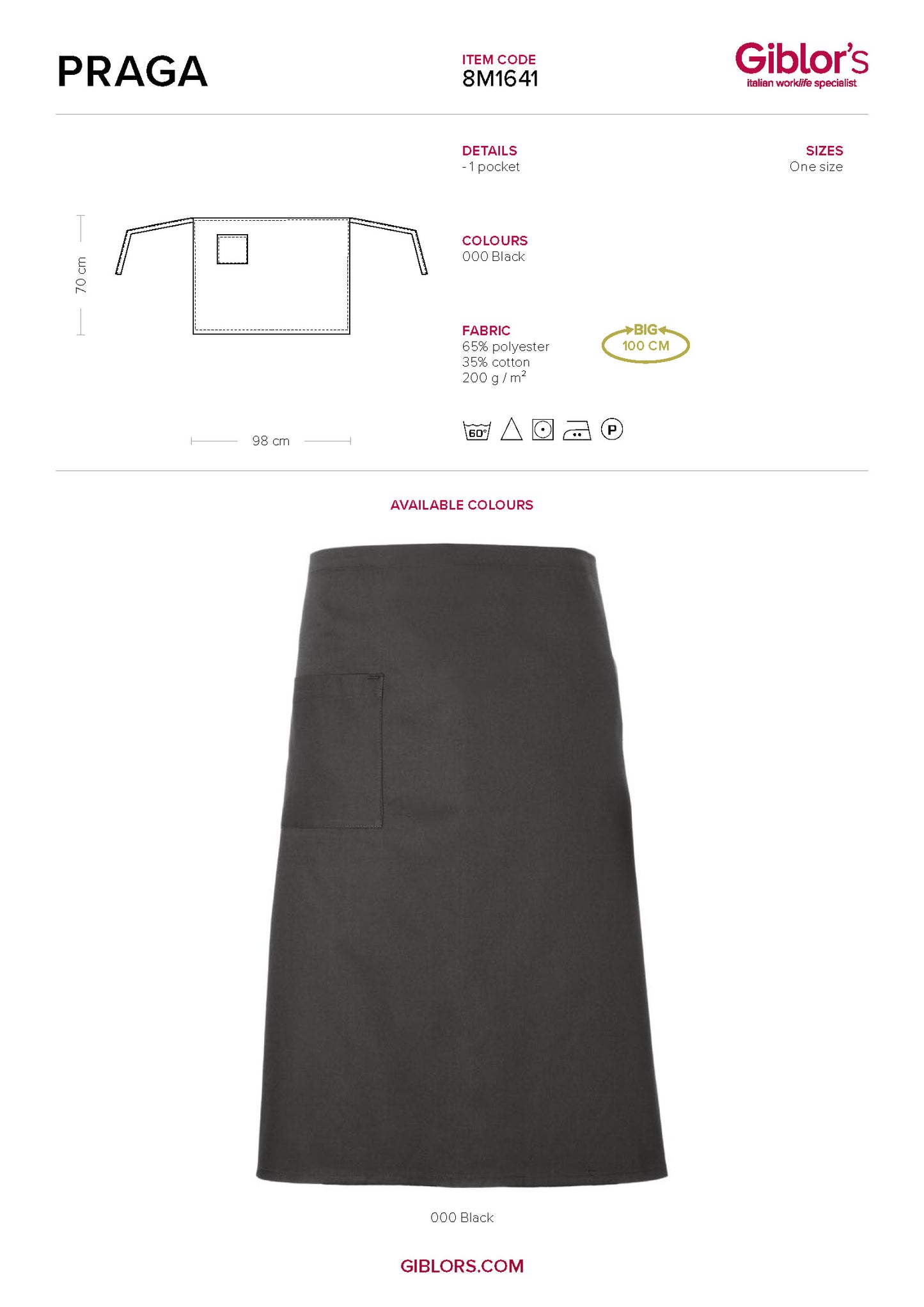 PRAGA Apron - Poly/Cotton