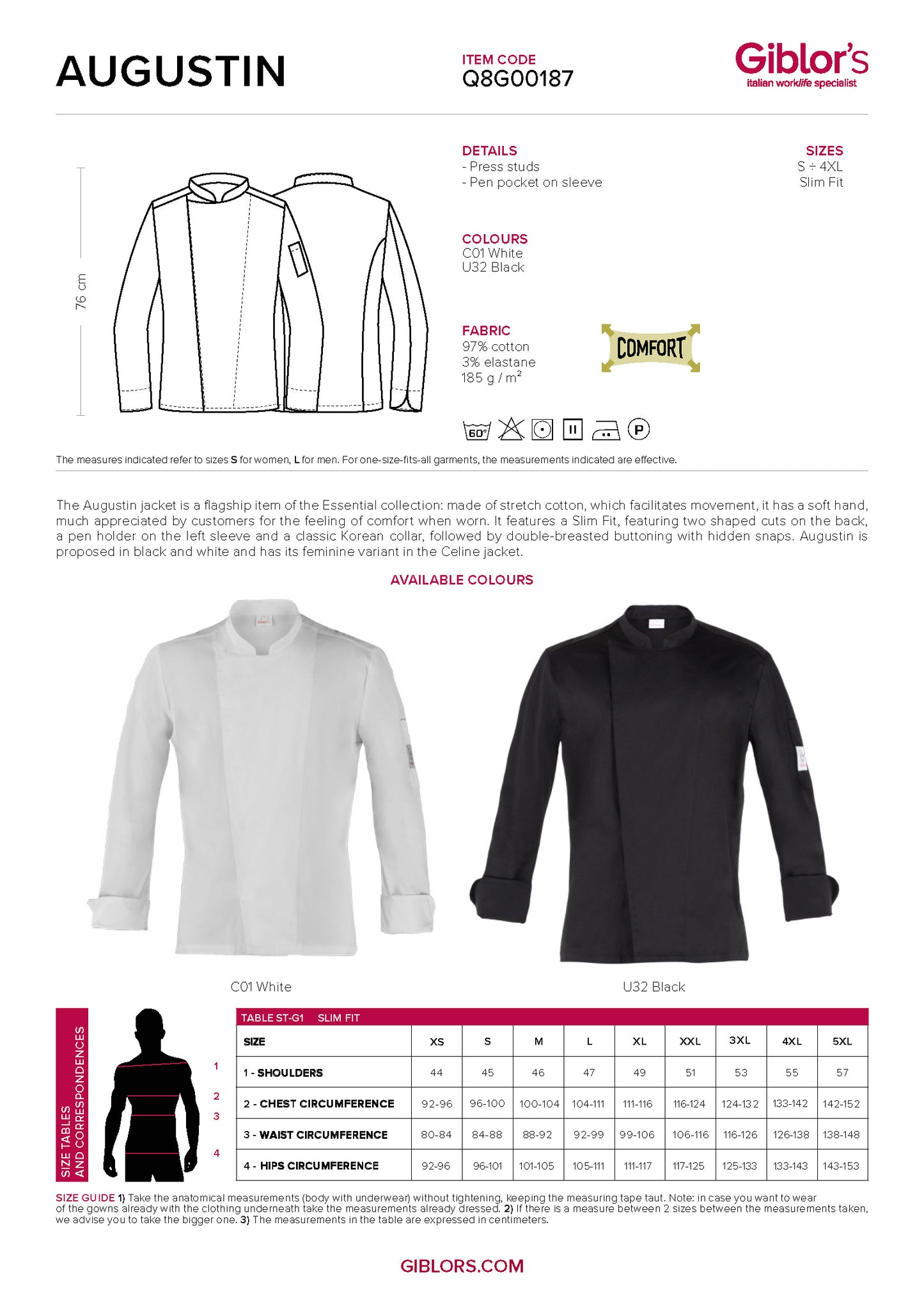 AUGUSTIN Chef Coat - Essential Collection TEAM BUILDER